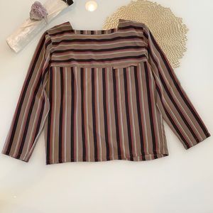 VINTAGE IRKA 100% Silk Striped Blouse